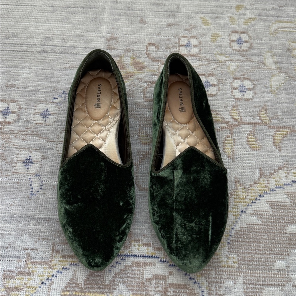 Birdies The Heron forest green velvet flats size 7.5 - Picture 8 of 8